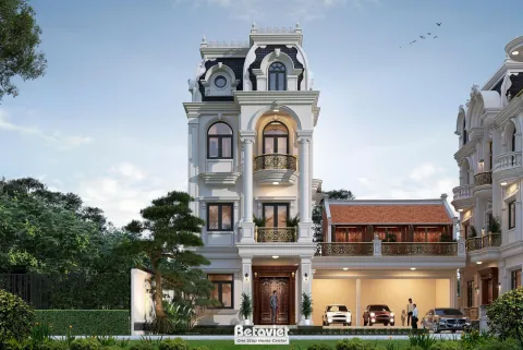 Biệt Thự Tân Cổ Điển 3 Tầng Kiểu Pháp — Mansard, Cột La Mã, Sân Vườn Formal 2026