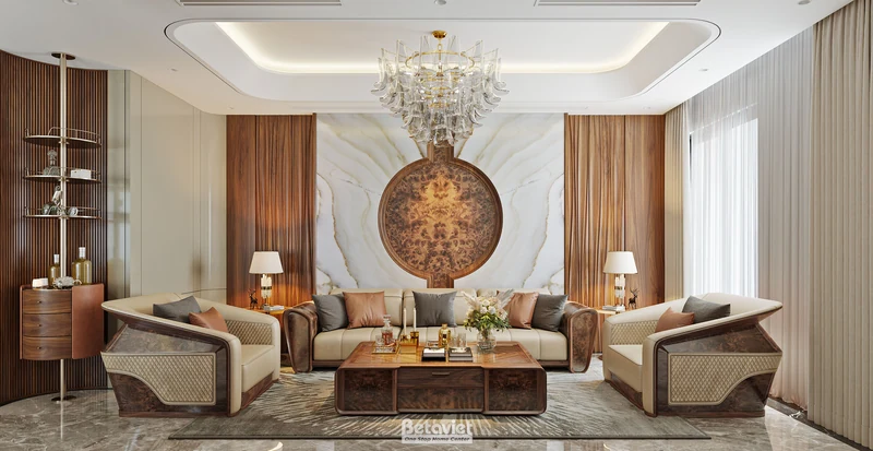 Sofa phòng khách biệt thự Vinhomes Ocean Park 3 — statement piece